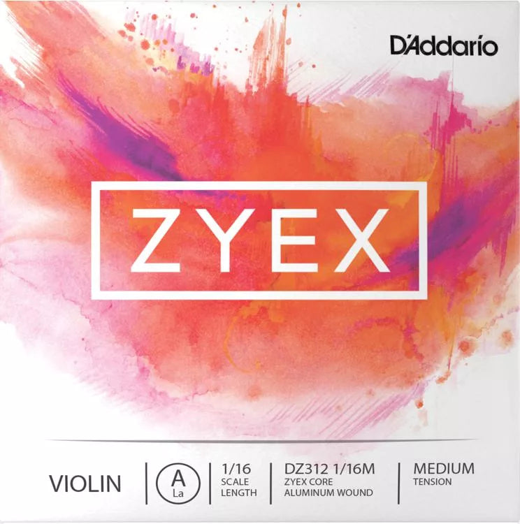 D'Addario DZ312 Zyex Violin A String - 1/16 Size