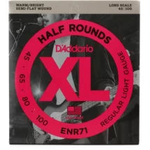 D'Addario ENR71 Regular Light Semi-Flat Wound Long Scale Bass Strings - .045-.100