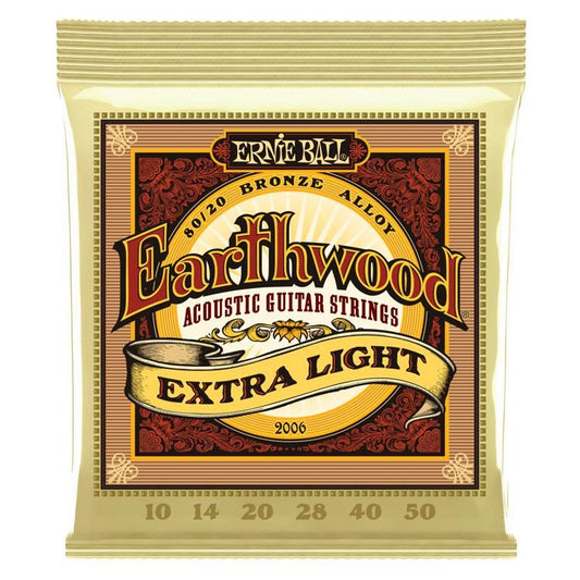 Ernie Ball 2006 Extra Light Earthwood 80/20 Bronze Acoustic Strings - .010-.050