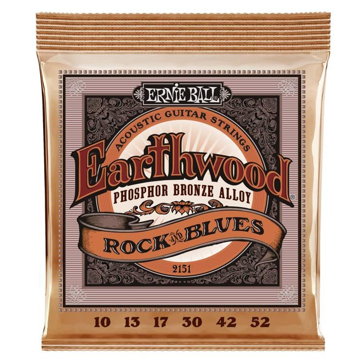 Ernie Ball 2151 Rock And Blues Earthwood Phosophor Bronze Acoustic Strings - .010-.052