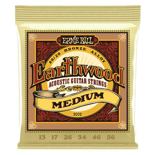 Ernie Ball 2002 Medium Earthwood 80/20 Bronze Acoustic Strings - .013-.056