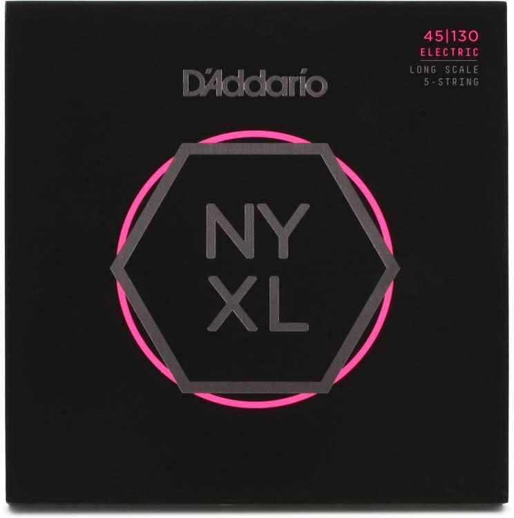D'Addario NYXL45130 Regular Light 5-string Long Scale Nickel Wound Bass Strings - .045-.130