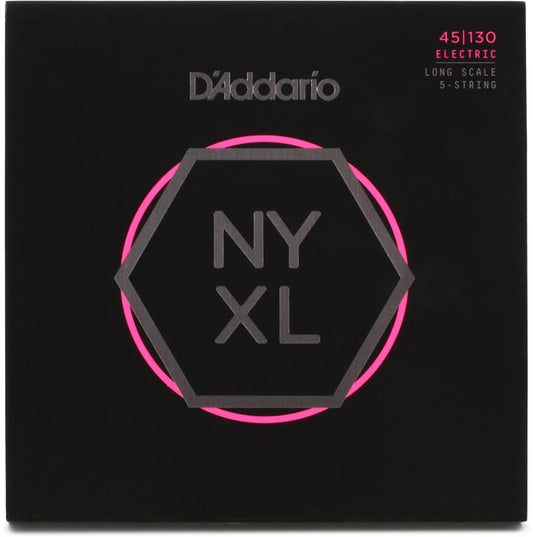 D'Addario NYXL45130 Regular Light 5-string Long Scale Nickel Wound Bass Strings - .045-.130