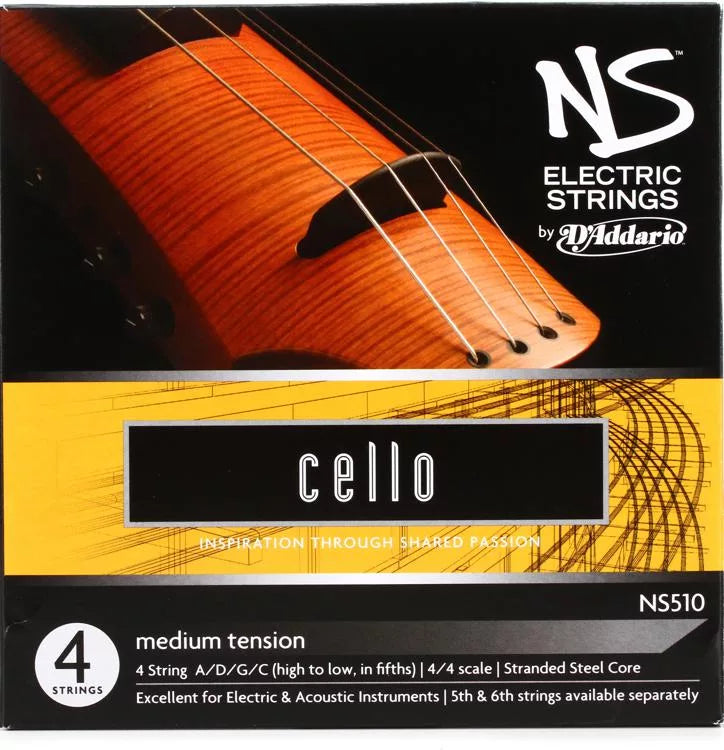 D'Addario NS510 NS Electric Cello Strings - 4/4 Scale Medium Tension